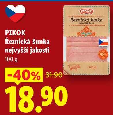 PIKOK Řeznická šunka nejvyšší jakosti, 100 g
