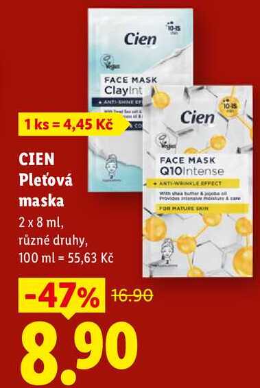 CIEN Pleťová maska, 2x 8 ml