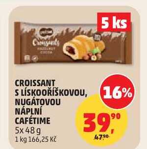 CROISSANT S LÍSKOOŘÍŠKOVOU, NUGÁTOVOU NÁPLNÍ, 5x 48 g