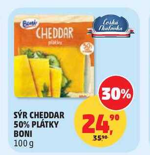 SÝR CHEDDAR 50% PLÁTKY BONI, 100 g
