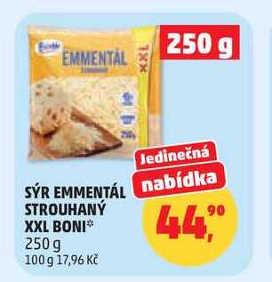 SÝR EMMENTÁL STROUHANÝ XXL BONI, 250 g 
