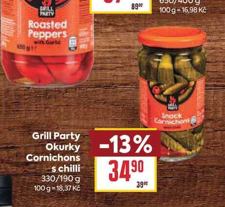Grill Party Okurky Cornichons s chilli 330/190 g