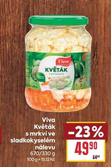 Viva Květák s mrkvi ve sladkokyselém nálevu 670/330 g