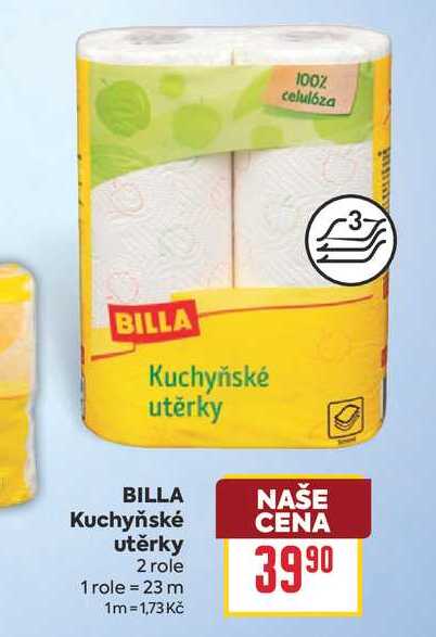 BILLA Kuchyňské utěrky 2 role BILLA