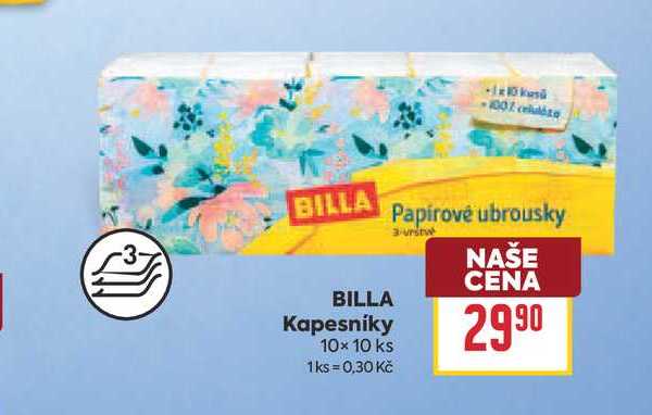 BILLA Kapesníky 10×10 ks BILLA