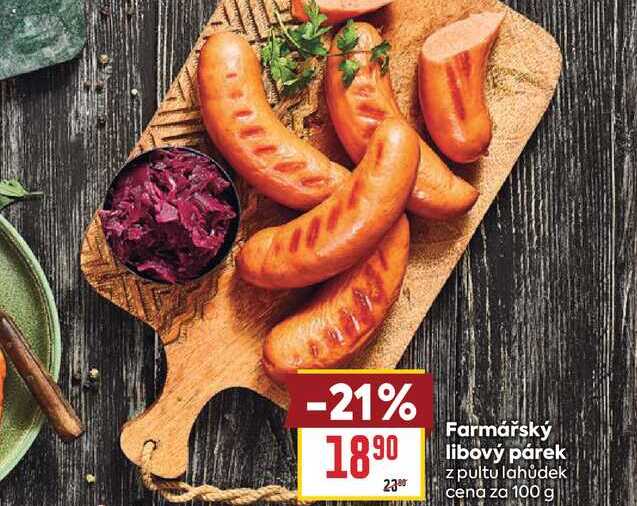 Farmářský libový párek z pultu lahůdek cena za 100 g