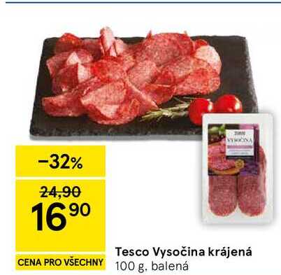 Tesco Vysočina krájená, 100 g, balená