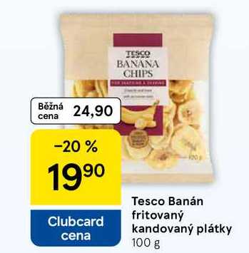 Tesco Banán fritovaný kandovaný plátky, 100 g