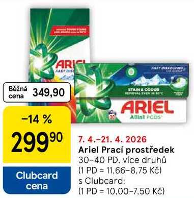 Ariel Prací prostředek, 30-40 PD, více druhů Tesco