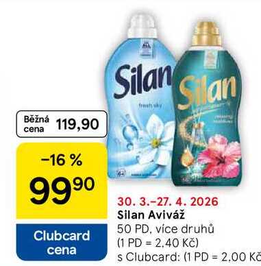 Silan Aviváž, 50 PD, více druhů Tesco