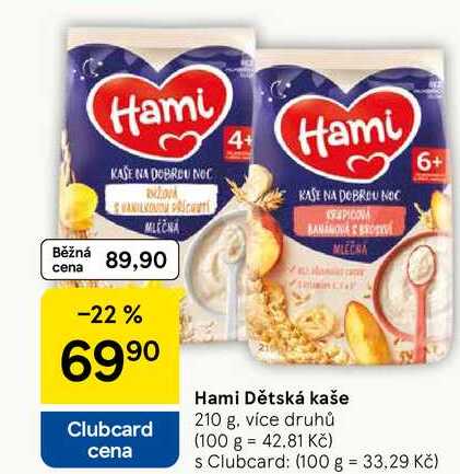 Hami Dětská kaše, 210 g, více druhů 