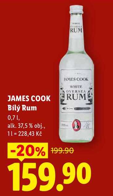 JAMES COOK Bílý Rum, 0,7 l