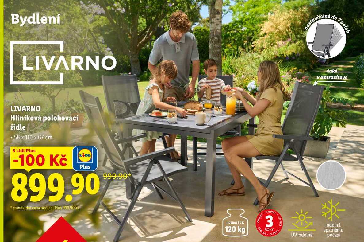 LIVARNO Hliníková polohovací židle 