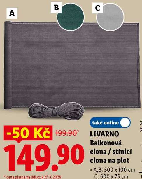 LIVARNO Balkonová clona/stínicí clona na plot 