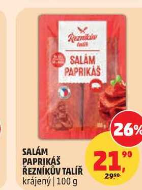 SALÁM PAPRIKÁŠ ŘEZNÍKŮV TALÍŘ, 100 g 