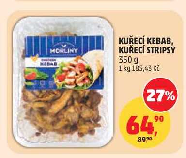 KUŘECÍ KEBAB, KUŘECÍ STRIPSY, 350 g 