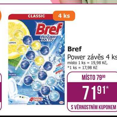 Bref Power Aktiv WC blok 4x50ml, vybrané druhy 200g Teta drogerie