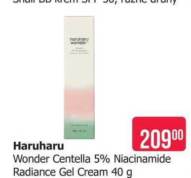 Haruharu Wonder Centella 5% Niacinamide Radiance Gel Cream 40 g Teta drogerie