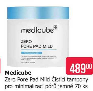 Medicube Zero Pore Pad Mild Čisticí tampony pro minimalizaci pórů jemné 70 ks Teta drogerie