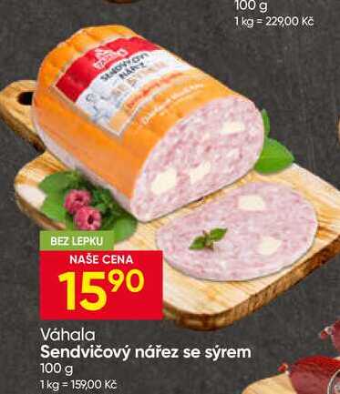 Váhala Sendvičový nářez se sýrem 100 g