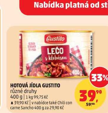 HOTOVÁ JÍDLA GUSTITO, 400 g