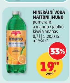 MINERÁLNÍ VODA MATTONI IMUNO, 0,7 l