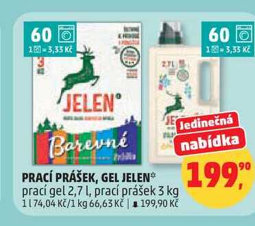 PRACÍ GEL JELEN, 2,7 l Penny Market