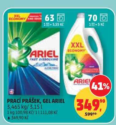 PRACÍ GEL ARIEL, 3,15 l Penny Market