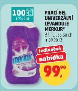 PRACÍ GEL UNIVERZÁLNÍ LEVANDULE MERKUR, 3 l Penny Market