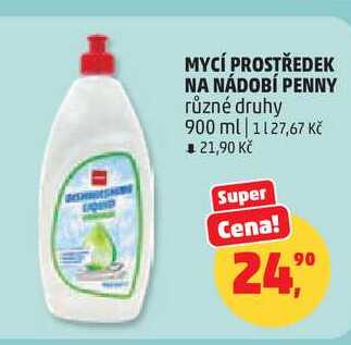 MYCÍ PROSTŘEDEK NA NÁDOBÍ PENNY, 900 ml Penny Market