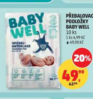 PŘEBALOVACÍ PODLOŽKY BABY WELL, 10 ks Penny Market