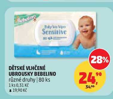 DĚTSKÉ VLHČENÉ UBROUSKY BEBELINO, 80 ks