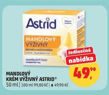 MANDLOVÝ KRÉM VÝŽIVNÝ ASTRID, 50 ml 