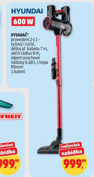 HYUNDAI 600 W VYSAVAČ, 1 balení