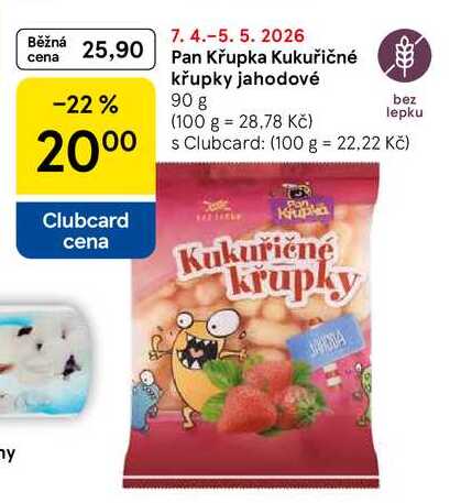 Pan Křupka Kukuřičné křupky jahodové, 90 g Tesco