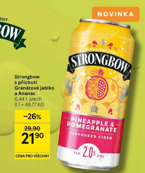 Strongbow s příchutí Granátové jablko a Ananas, 0.44 l