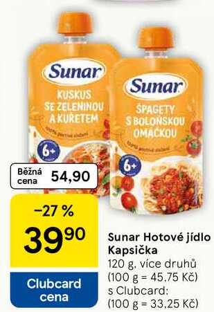 Sunar Hotové jídlo Kapsička, 120 g, více druhů Tesco