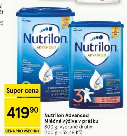Nutrilon Advanced Mléčná výživa v prášku, 800 g Tesco