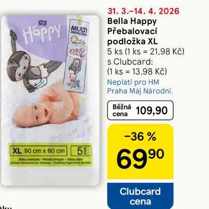 Bella Happy Přebalovací podložka XL, 5 ks Tesco
