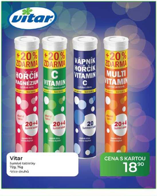 Vitar Šumivé tabletky 72g, 76g Tamda Foods