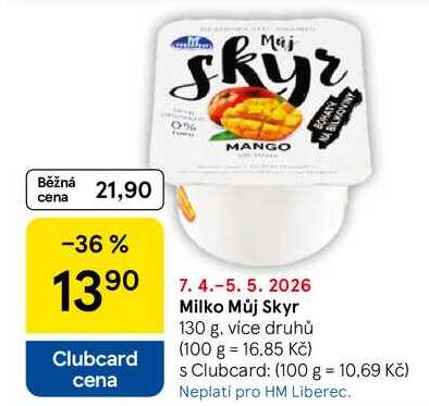 Milko Můj Skyr, 130 g, více druhů 