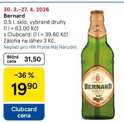 Bernard, 0,5 l, sklo, vybrané druhy