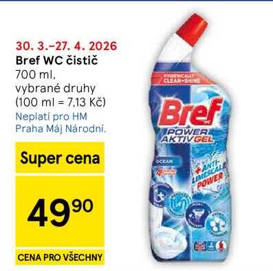 Bref WC čistič, 700 ml Tesco