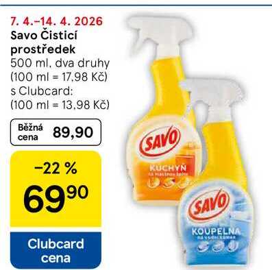 Savo Čisticí prostředek, 500 ml, dva druhy 