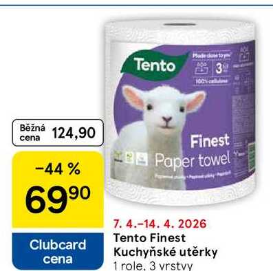 Tento Finest Kuchyňské utěrky, 1 role, 3 vrstvy 