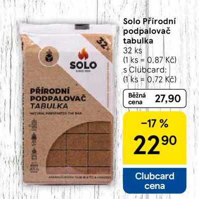 Solo Přírodní podpalovač tabulka, 32 ks  
