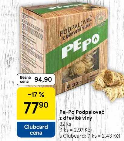 Pe-Po Podpalovač z dřevité vlny, 32 ks Tesco