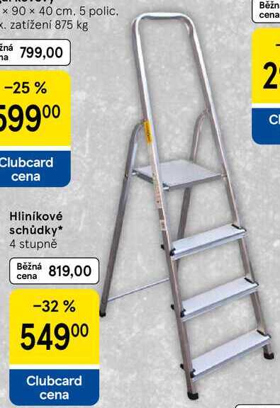 Hliníkové schůdky, 4 stupně 