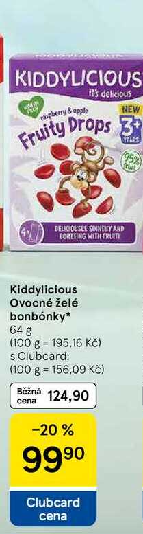 Kiddylicious Ovocné želé bonbónky, 64 g Tesco