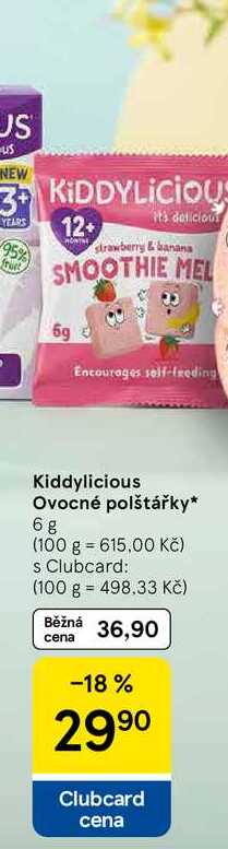 Kiddylicious Ovocné polštářky, 6 g Tesco